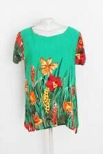 blusa feminina estampada com assimétrico
