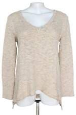 blusa de tricô Mob feminina bege com barra mullet