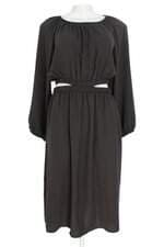 vestido midi meninas brand cinza com recortes