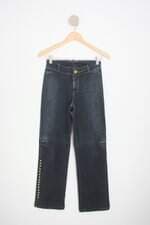 calça jeans iorane feminina azul com aplique