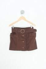 shorts saia tuart feminino marrom com cinto