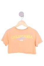 camiseta cropped Zara kids laranja com silk