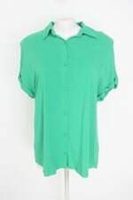 camisa doce trama feminina verde com barra mullet
