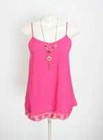 regata feminina rosa com bordado