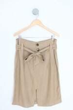 saia sacada feminina marrom com aplique e faixa na cintura