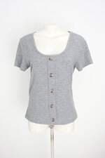 blusa yessica feminina cinza com aplique
