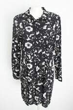 vestido chemise openup feminino preto estampado