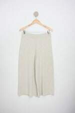 calça de tecido viviane furrier feminina bege com brilho e cós com elástico