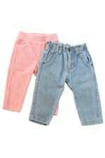 kit calça jeans e calça rosa kids 