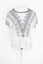 blusa luigi bertolli feminina cinza com recortes e silk