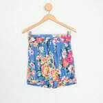 shorts feminino floral com sobreposição