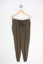 calça de tecido forever 21 feminina verde