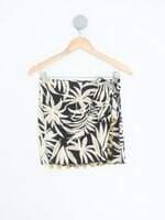 saia zara feminina estampada com pom pom