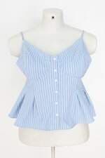 blusa Zara feminina listrada com forro e pregas