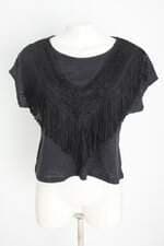 blusa C&A feminina preta com franja