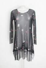 vestido cleo milani feminino estampado com transparência