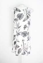 vestido gris feminino branco estampado com forro