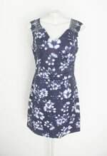 vestido mercatto feminino azul com renda
