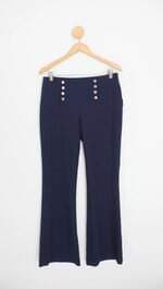 calça de tecido mob feminina azul com aplique