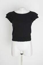 blusa lunender feminina preta com franzido