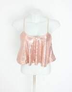 cropped manacá feminino rosa com forro e paetê