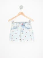 saia C&A feminina azul com bordado