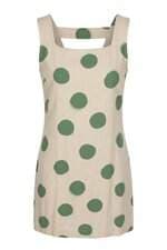 vestido Riachuelo bege com poás