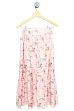 saia feminina rosa floral com forro