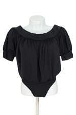 body feminino preto com drapeado