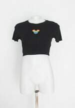 blusa cropped disney feminina preta com bordado