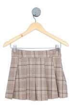 saia Zara kids bege xadrez com pregas