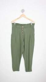 calça rosa santa feminina verde com aplique