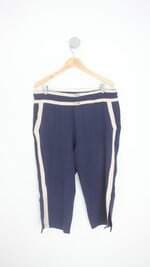 calça slim feminina azul com recortes