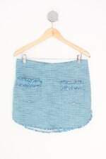 saia em tweed animale feminina azul mesclada com forro