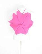top cropped az collection feminino rosa com aplique e franzido