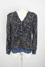 camisa hering feminina preta estampada com barra mullet