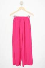calça de tecido feminina rosa com cós com elástico