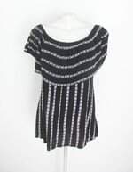 blusa ciganinha feminina bicolor com bordado e sobreposição