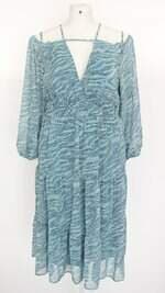 vestido Amaro feminino verde estampado com forro