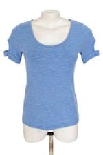 blusa drops feminina azul com recortes