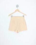 shorts feminino bege com pregas
