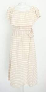 vestido Riachuelo feminino bege com faixa na cintura