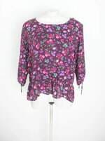 blusa liquido feminina roxa floral