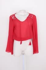 Cropped manga longa feminino vermelho