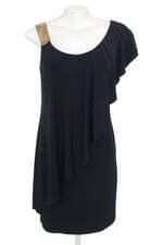 vestido collection dressbarn feminino azul com aplique e babado