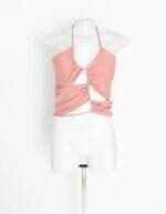 blusa zara feminina rosa com recortes