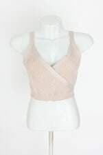 cropped de tricô vivi feminino bege com brilho