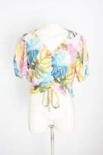 blusa cor & cores feminina estampada com franzido e pregas