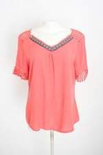 blusa ye's fashion feminina laranja com pregas e recortes