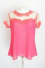 blusa kimika feminina rosa com renda